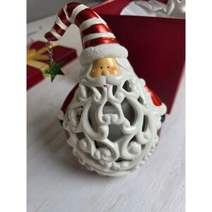 Home Reflections Santa Luminary Flameless Candle Timer Ceramic Christmas Decor
